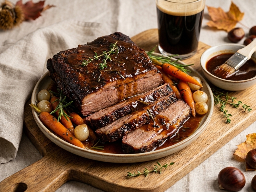 Herfstbrisket met donker bier en wortel