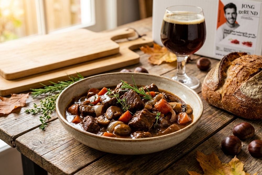Herfstige stoofpot met rundvlees en donker bier