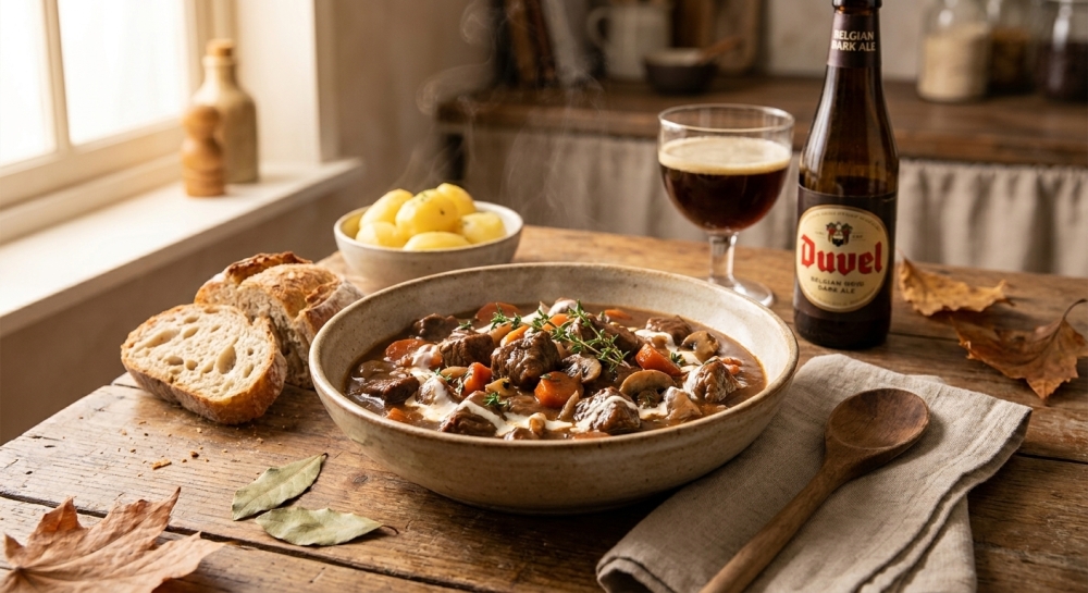 Herfstige stoofpot met rundvlees en donker bier