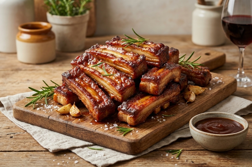 Opgewarmde ribvingers met gouden korst