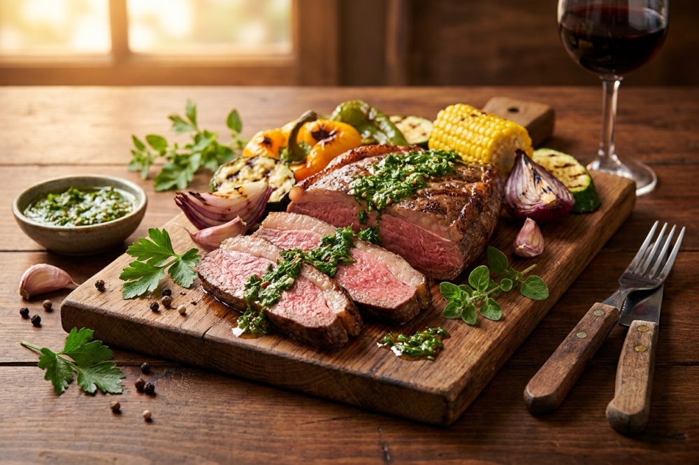 Picanha met kruidige chimichurri en gegrilde groenten voor een zomerse BBQ