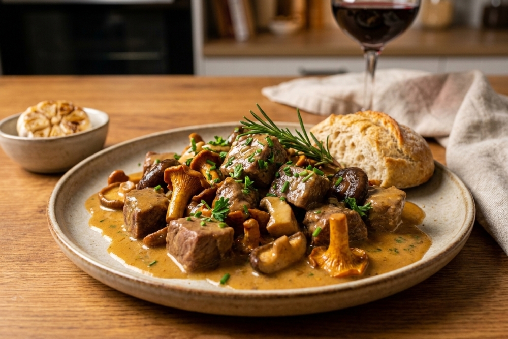 Romige Kalfsragout met Herfstchampignons